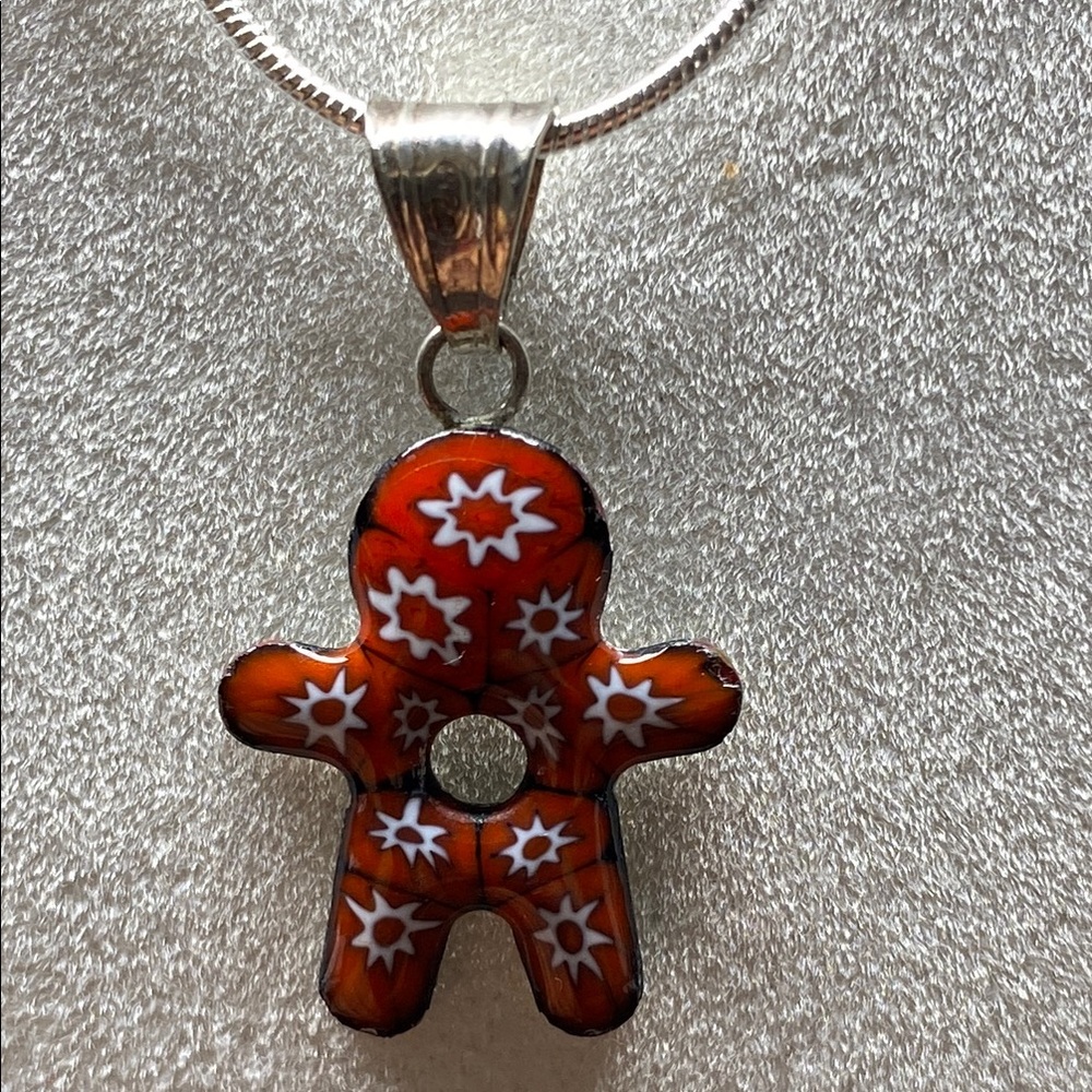 Vintage Red and White Gingerbread Man Pendant